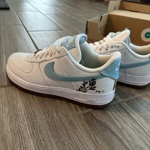 Nike Air Force 1 Indigo Canvas Sneakers With Box Limited Edition Shoes